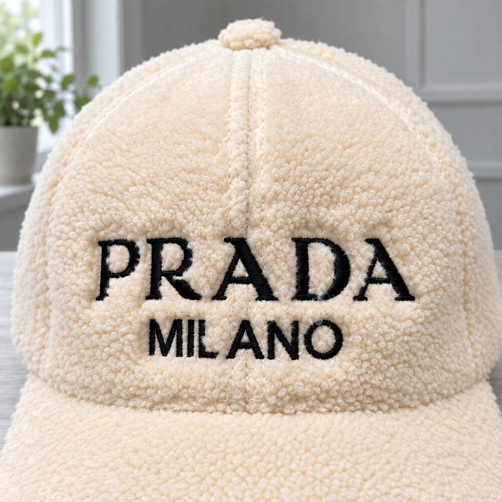 Prada Ivory Textured Logo Baseball Cap - Picture 5 of 6